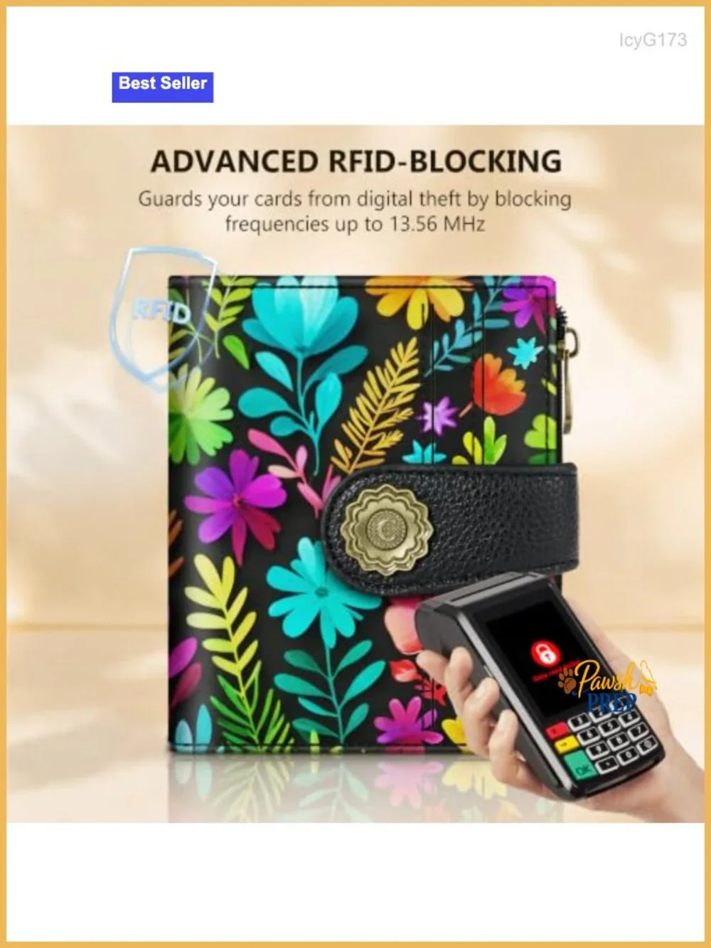 RFID Blocking Bifold Wallet Faux Leather 10 Card Slots Zippered Coin Pocket